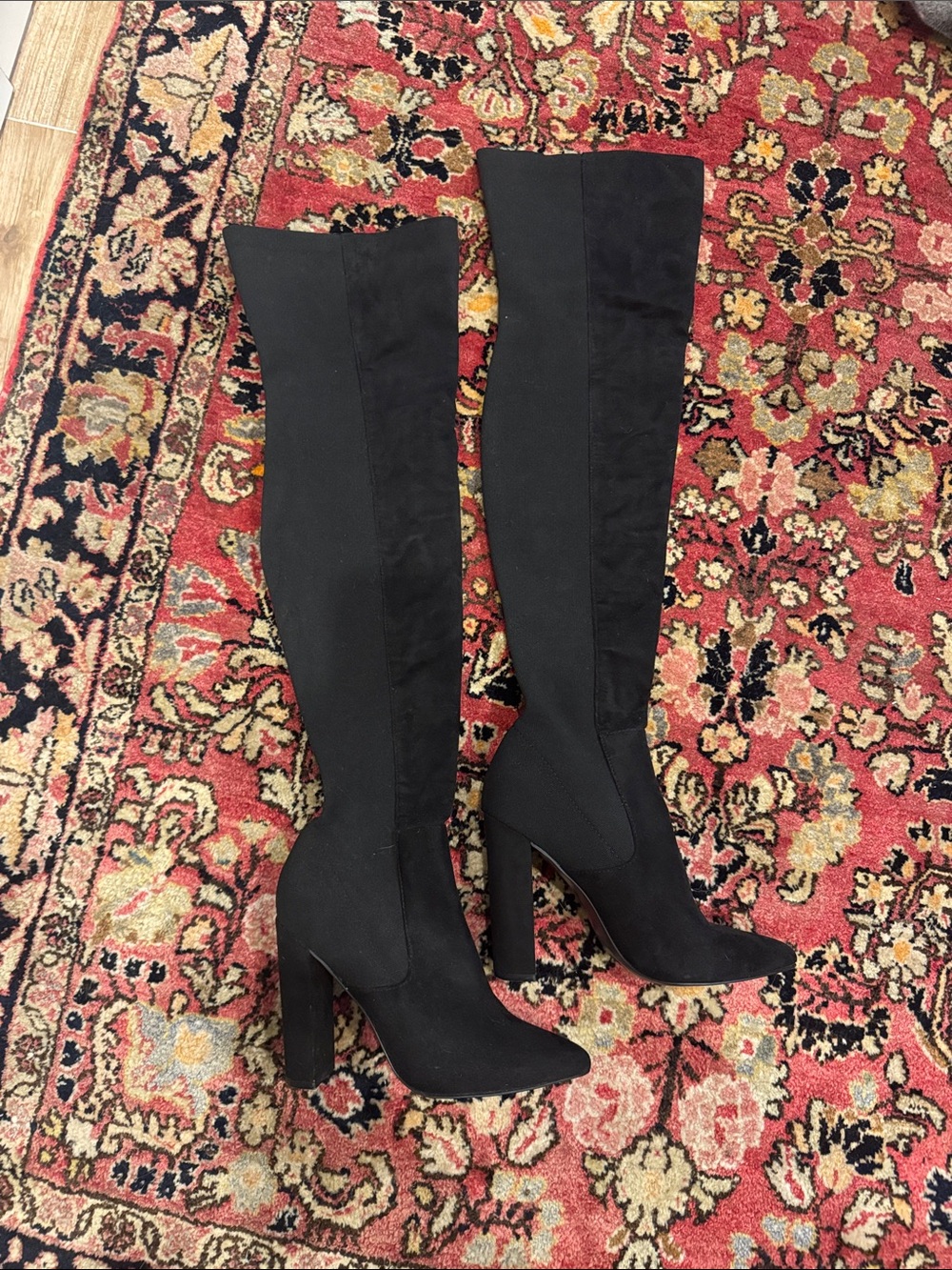 Steve Madden Black Over-the-Knee Suede High Heel Boots